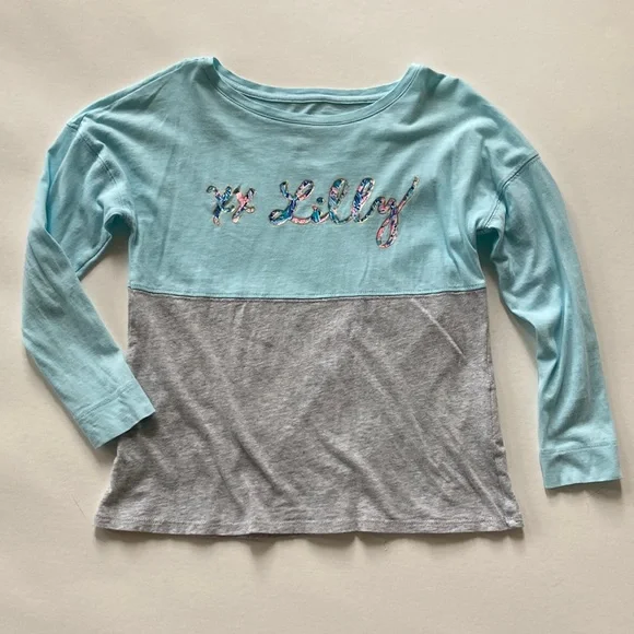 Girls Lilly Pulitzer Mini Finn Top Blue Oasis Tint - Picture 1 of 6